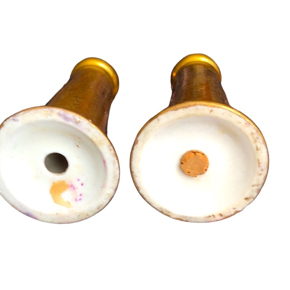 Vtg Set of Pickard Gold Rose & Daisy Salt & Pepper Shakers Circa 1930-1938 5" - Picture 5 of 5